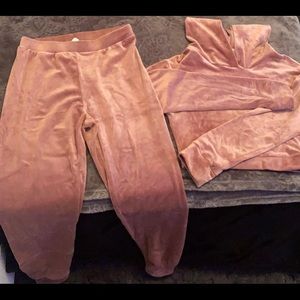 Rose pink Velour track suit (skinny bottoms)
